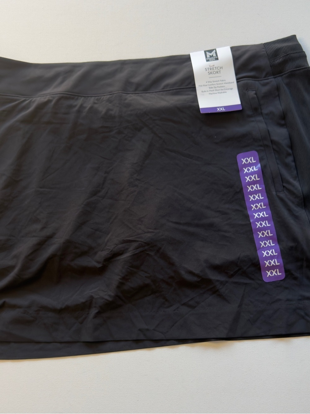 NWT Women's Member's Mark Stretch Skort in Black Size XXL (D2)